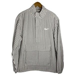 Levi's Mens M White Gray Striped Half Zip Pullover Long Sleeve Jacket